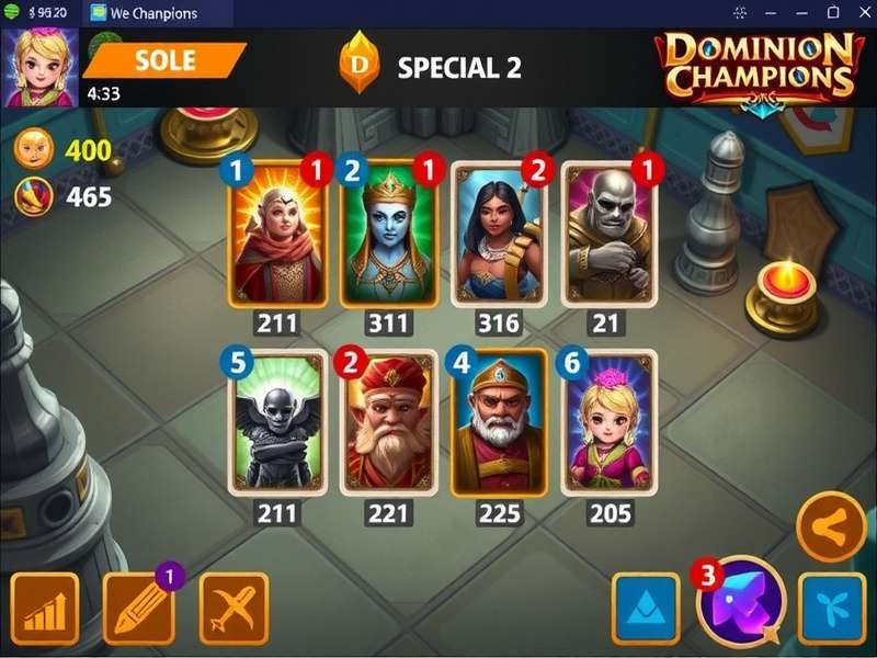 Dominion Champions gameplay screenshot showing card battle interface
